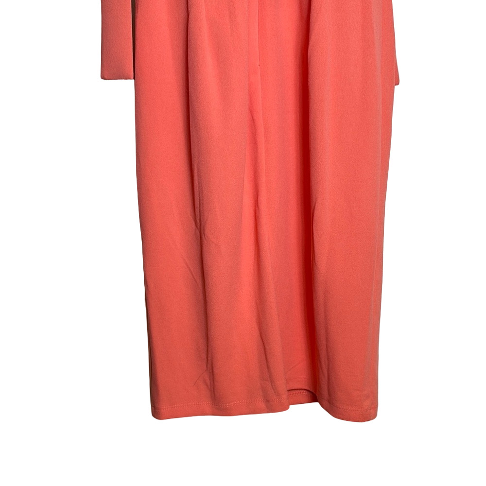 New York & Co Soft Orange Belted V-Neck Classic Midi Dress XS Career Chic New - Picture 9 of 17